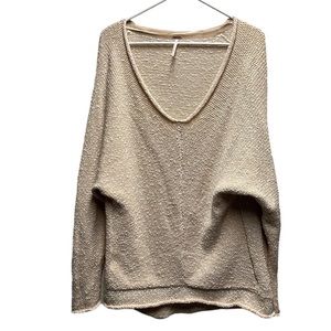 Free People Ivory V-Neck Comfy Sweater small
